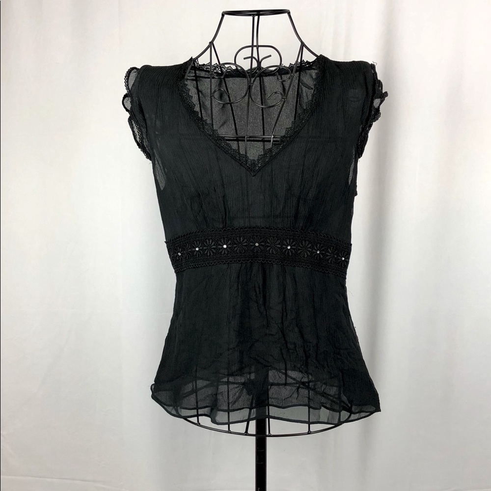 The Limited silk embellished flutter sleeve top S